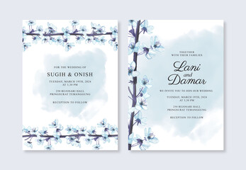Fototapeta na wymiar Beautiful wedding invitation template with watercolor floral
