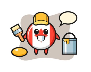 Character Illustration of canada flag badge as a painter