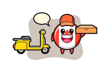 Character Illustration of canada flag badge as a pizza deliveryman