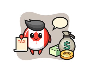 Character cartoon of canada flag badge as a accountant