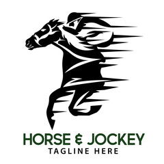 Horse racing logo with jockey, good for competition, stable, farm, tournament logo design 