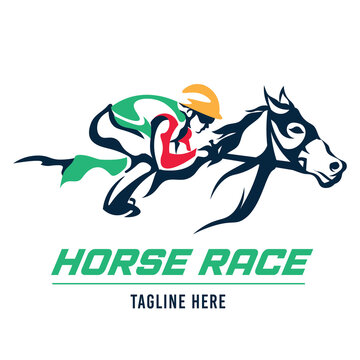 Horse racing logo with jockey, good for competition, stable, farm, tournament logo design 