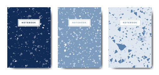 Terrazzo abstract cover page templates. Universal abstract layouts. Applicable for notebooks, planners, brochures, books, catalogs