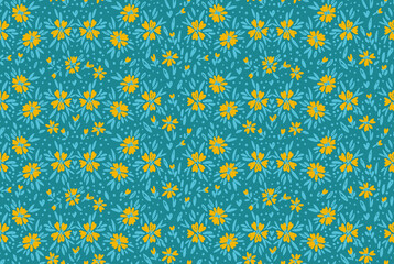 Floral ditsy daisy seamless pattern in millefleurs and liberty style. Vintage tiny floral print for pastel colored. Suitable for childrens lingerie and clothing, summer dresses Repeating doodle vector