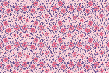 Floral ditsy daisy seamless pattern in millefleurs and liberty style. Vintage tiny floral print for pastel colored. Suitable for childrens lingerie and clothing, summer dresses Repeating doodle vector