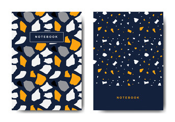 Terrazzo abstract cover page templates. Universal abstract layouts. Applicable for notebooks, planners, brochures, books, catalogs
