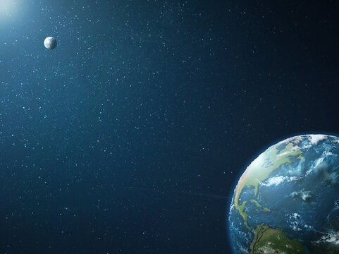 The planet and its satellite on the space background. 3d illustration © Kahan Shan