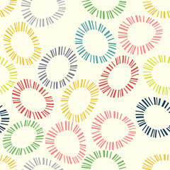 Abstract seamless pattern. Aesthetic minimalistic background for cover design, interiors, internet, social networks. Fashionable bright vintage illustration with geometric shapes, circles, stripes.