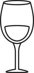 Wine logo. Black linear wineglass. Vector icon. Wineglass on a black background. 