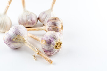 fresh garlic group of root vegetables on an isolated background