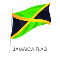 Fototapeta premium National flag of Jamaica isolated on white background. Realistic flag vector. Eps 10 vector illustration.
