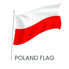 National flag of Poland isolated on white background. Realistic flag vector. Eps 10 vector illustration.