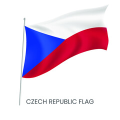 National flag of Czech Republic isolated on white background. Realistic flag vector. Eps 10 vector illustration.