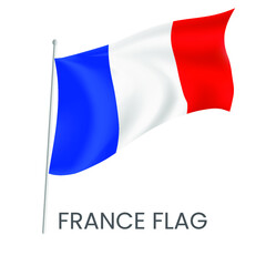 National flag of France isolated on white background. Realistic flag vector. Eps 10 vector illustration.