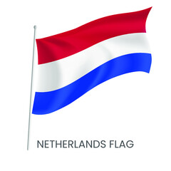 National flag of Netherlands isolated on white background. Realistic flag vector. Eps 10 vector illustration.