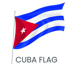 National flag of Cuba isolated on white background. Realistic flag vector. Eps 10 vector illustration.