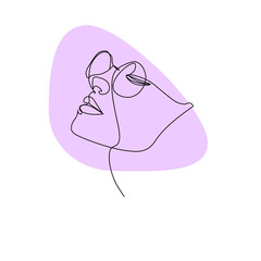 drawn by lines girl, pencil face with glasses