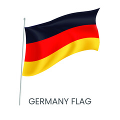 Fototapeta premium National flag of Germany, isolated on white background. Realistic flag vector. Eps 10 vector illustration.