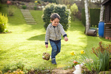 young boy during easter hunt