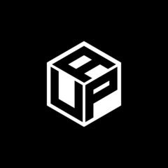 Fototapeta UPA letter logo design with black background in illustrator, cube logo, vector logo, modern alphabet font overlap style. calligraphy designs for logo, Poster, Invitation, etc.	 obraz