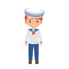 Cute boy character in sailor suit isolated on white background. Vector illustration