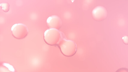 A lot meta ball cell pink color is merging center with 3d rendering.
