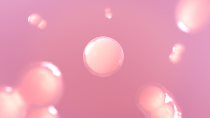 Pink ball cell hero in center and around cell on pink background with 3d rendering.