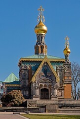 Fototapeta na wymiar Die Russische Kapelle in Darmstadt in Hessen, Deutschland 