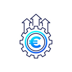 efficiency growth line icon with euro