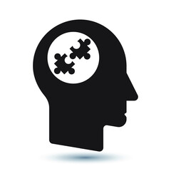 Mental puzzle icon. Simple illustration of mental puzzle vector icon for web design isolated on white background. Eps 10 vector illustration.