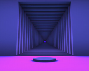 Abstract Empty Room with Podium. 3d illustration.