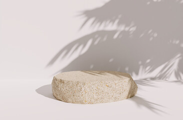 solitary rock for product presentation on white background