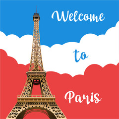 Fototapeta na wymiar Welcome to Paris. Poster, flyer, travel leaflet. Vector illustration
