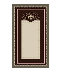 Vector design of Muslim prayer rug with decorative elements. İslamic textile. 