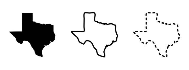 Texas state isolated on a white background, USA map