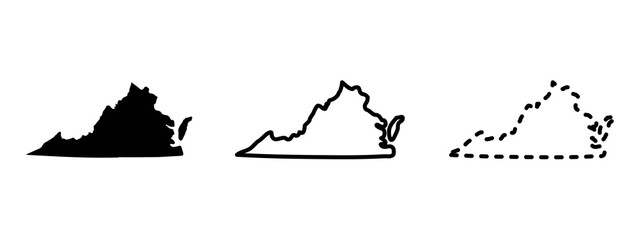 Virginia state isolated on a white background, USA map - obrazy, fototapety, plakaty