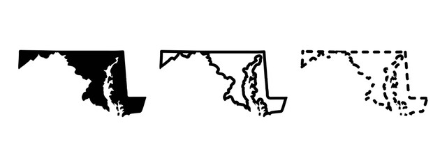 Maryland state isolated on a white background, USA map - obrazy, fototapety, plakaty