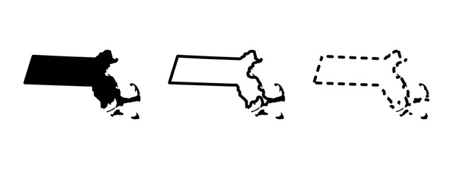 Massachusetts state isolated on a white background, USA map - obrazy, fototapety, plakaty