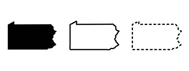 Pennsylvania state isolated on a white background, USA map