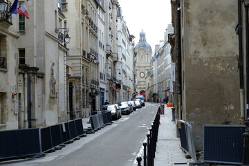 A view of the street "rue de Sévigné" in march 2021. District: le Marais, Paris center 4th borough.