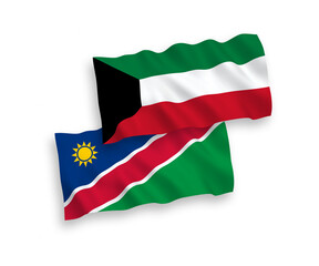 Flags of Republic of Namibia and Kuwait on a white background