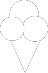 Ice cream drawn by one line contro, icon for web design. Delicious cold product for kids food, splash template. 
