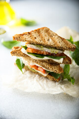 Grilled sandwiches with chicken and mozzarella