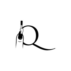 logo nail with letter q vector design	