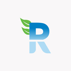 logo leaf with letter r vector design	
