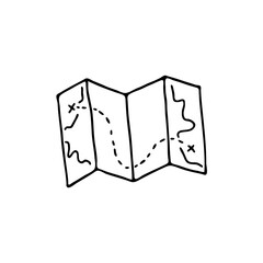 Doodle image of a paper card. Hand-drawn image for print, sticker, web, various designs. Vector element for the themes of travel, vacation, tourism.