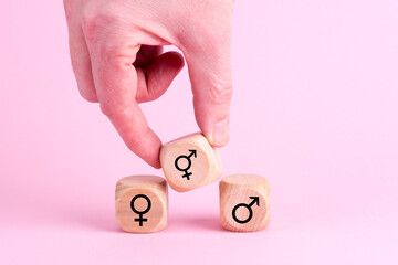 Geschlechtersymbole männlich und weiblich. Konzeot Gender und Gleichberechtigung.