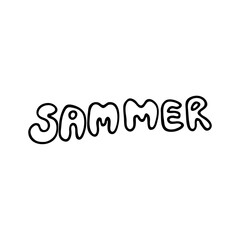 Doodle word image - summer. Hand-drawn image for print, sticker, web, various designs. Vector element for the themes of travel, vacation, tourism.
