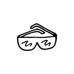 Doodle image of sunglasses. Hand-drawn image for print, sticker, web, various designs. Vector element for the themes of travel, vacation, tourism.