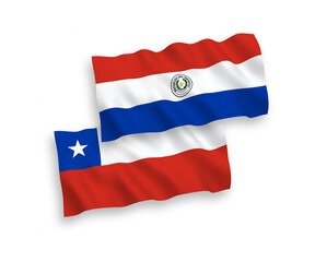 Flags of Paraguay and Chile on a white background
